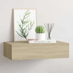 vidaXL Étagère à tiroir murale chêne 40x23,5x10 cm MDF