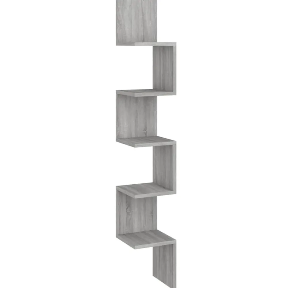 Étagères-vidaXL Étagère angle murale 20x20x127,5 cm Bois ingénierie Sonoma gris