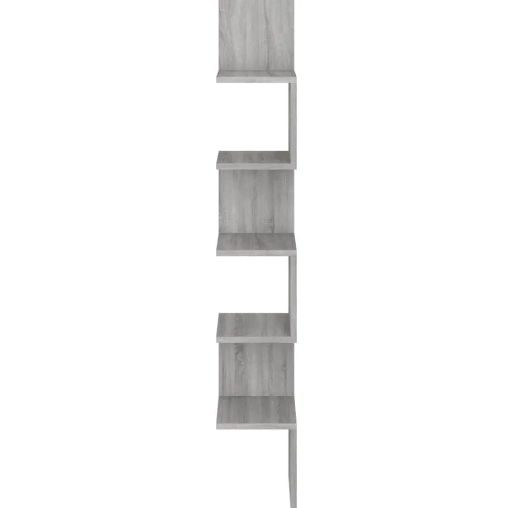 Étagères-vidaXL Étagère angle murale 20x20x127,5 cm Bois ingénierie Sonoma gris