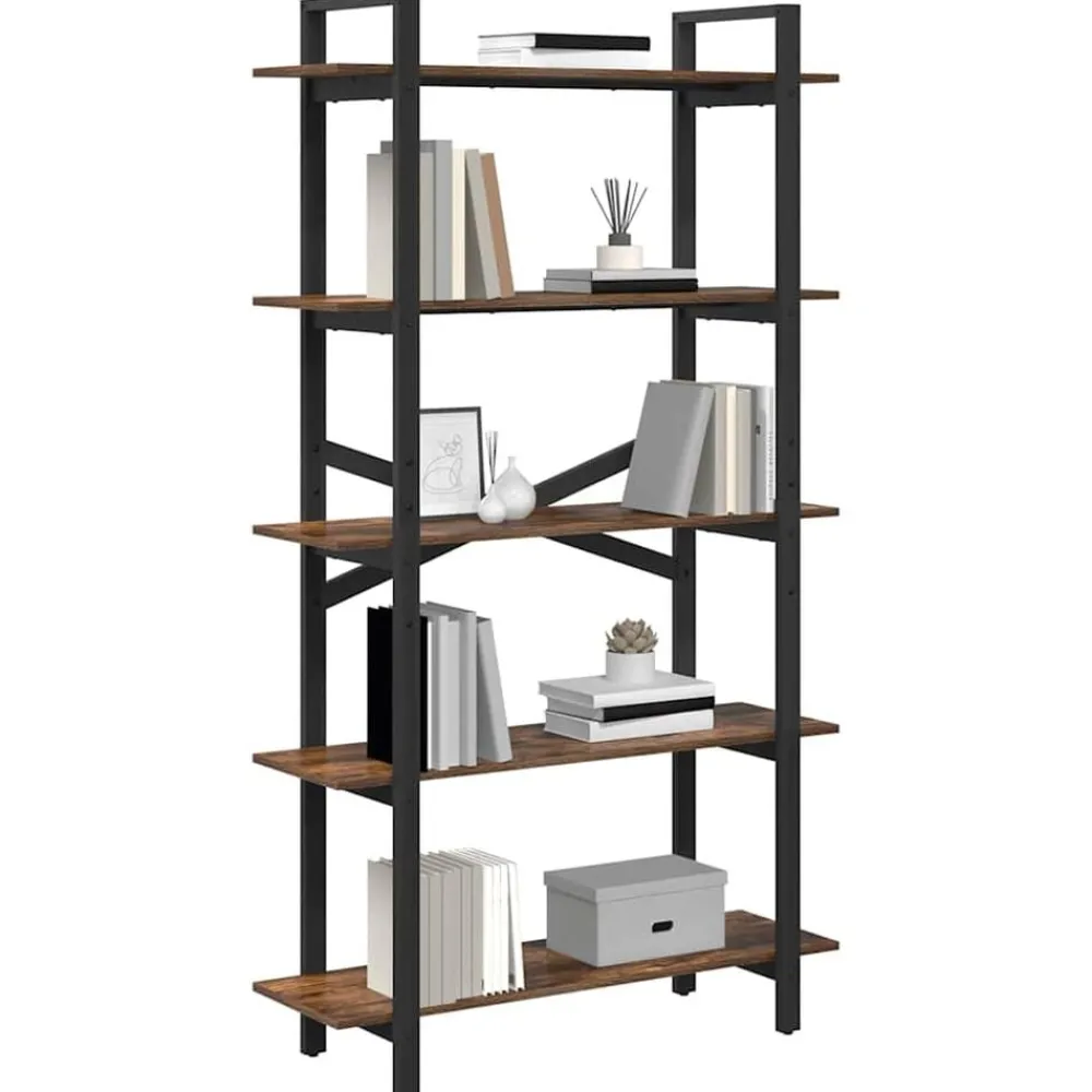 Étagères-vidaXL Étagère Chêne fumé 100 x 33,5 x 178 cm Bois d'ingénierie Ch&ecirc;ne fumé
