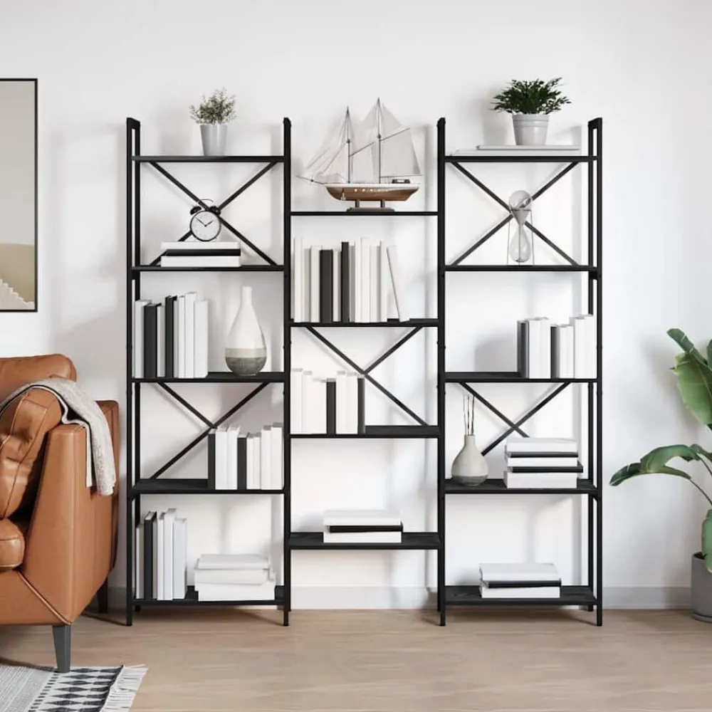 vidaXL Étagère Chêne noir 156 x 25 x 167 cm Bois d'ingénierie