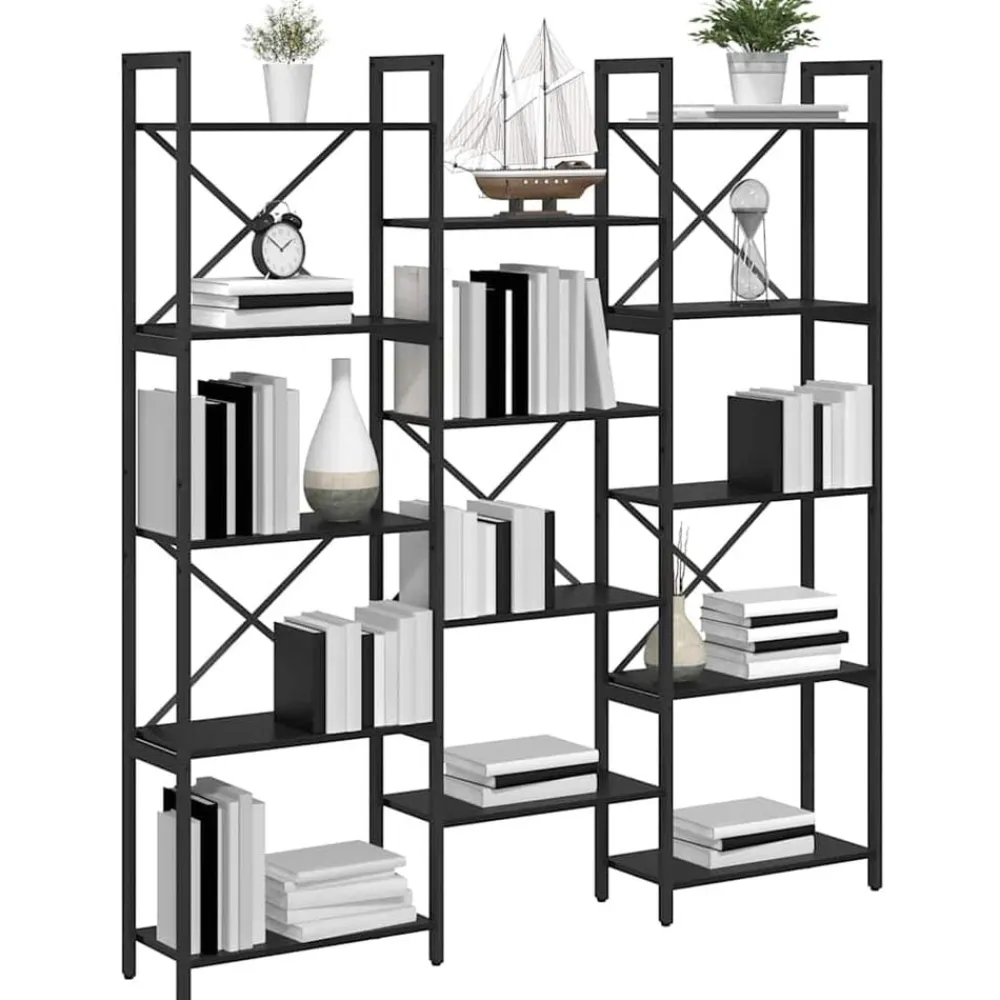 vidaXL Étagère Chêne noir 156 x 25 x 167 cm Bois d'ingénierie