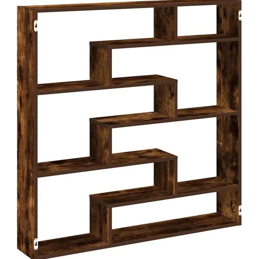 Étagères-vidaXL Étagère cube murale 7 compartiments chêne fumé bois ingénierie Ch&ecirc;ne fumé