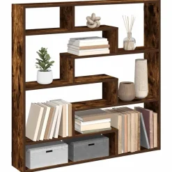 Étagères-vidaXL Étagère cube murale 7 compartiments chêne fumé bois ingénierie Ch&ecirc;ne fumé