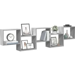Étagères-vidaXL Étagère cube murale 5 compartiments Sonoma gris