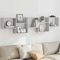 Étagères-vidaXL Étagère cube murale 5 compartiments Sonoma gris