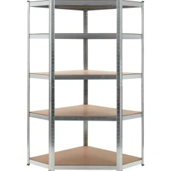 Stockage Industriel-vidaXL Étagère d'angle à 5 niveaux é Acier et bois d'ingénierie Argent