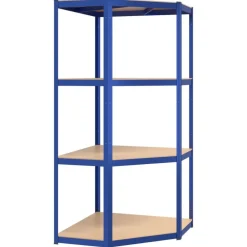 Stockage Industriel-vidaXL Étagère d'angle à 4 niveaux Acier et bois d'ingénierie Bleu