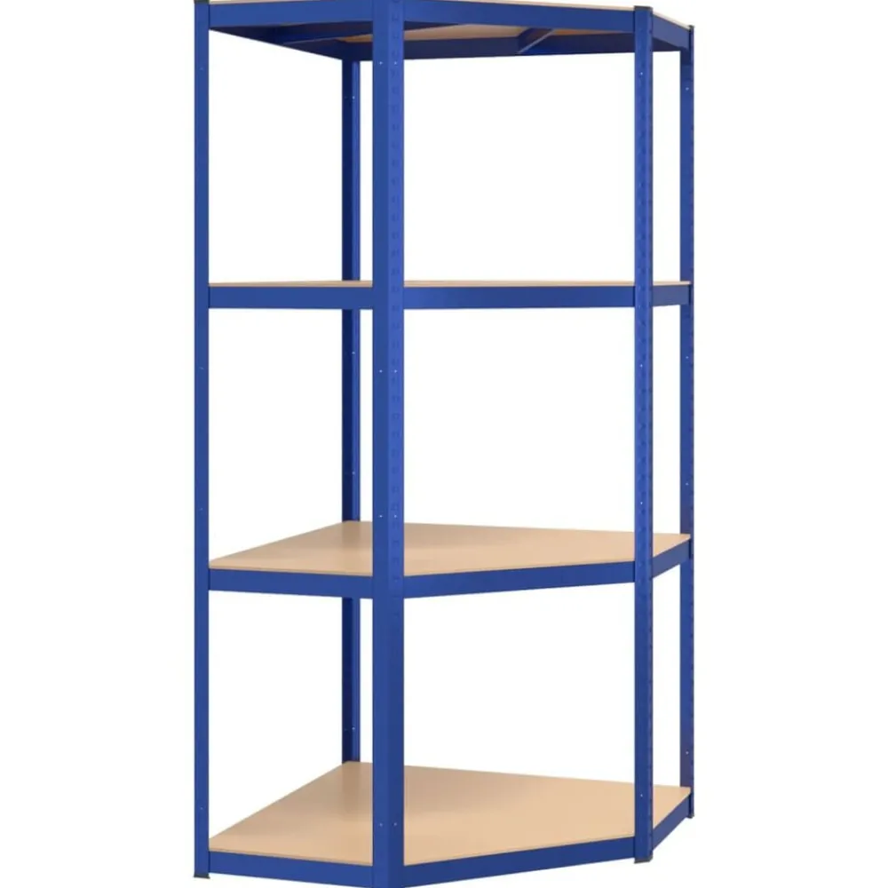 Stockage Industriel-vidaXL Étagère d'angle à 4 niveaux Acier et bois d'ingénierie Bleu