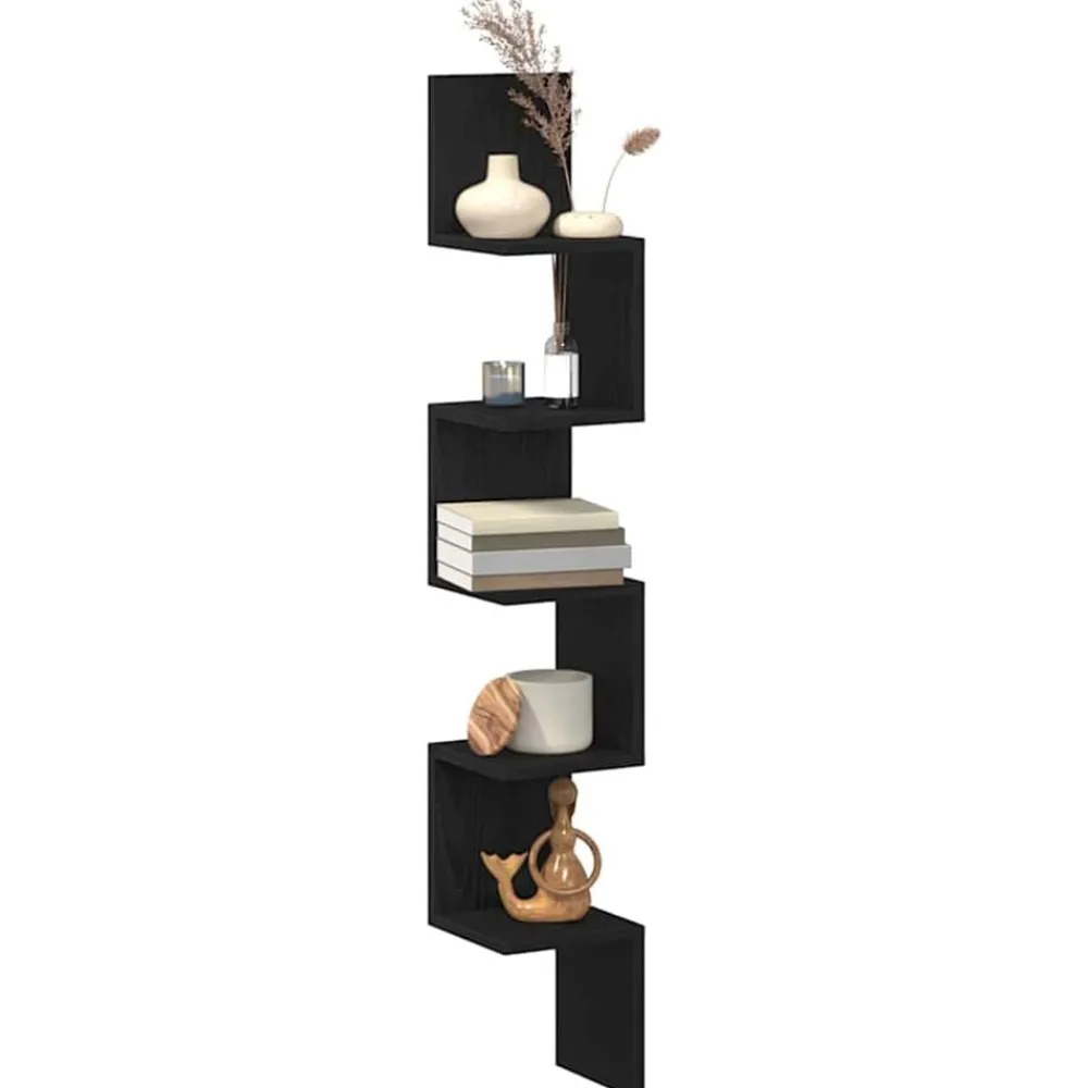 vidaXL Étagère d'angle Chêne noir 20 x 20 x 127,5 cm Bois d'ingénierie