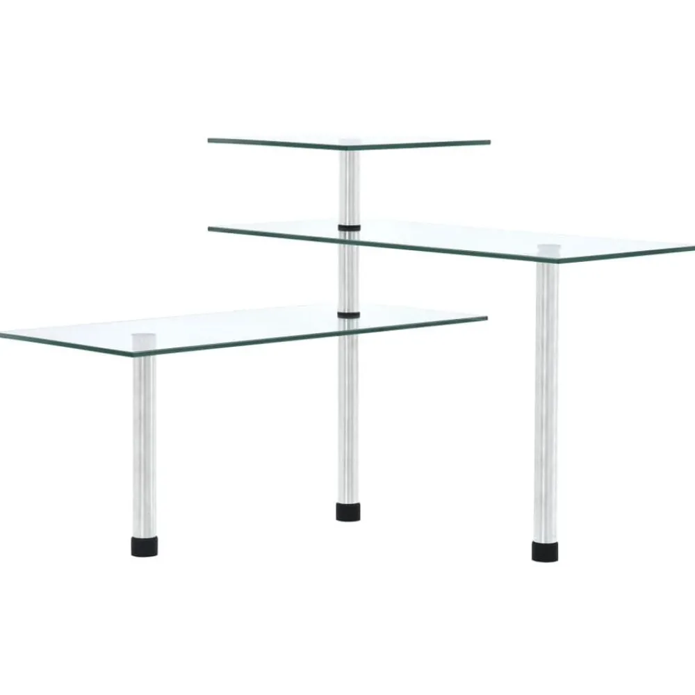 vidaXL Étagère d'angle de cuisine à 3 niveaux Verre trempé