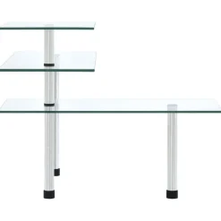 vidaXL Étagère d'angle de cuisine à 3 niveaux Verre trempé