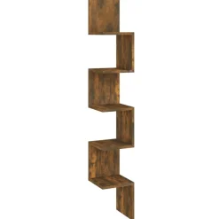 Étagères-vidaXL Étagère d'angle murale Chêne fumé 20x20x127,5cm Bois ingénierie Ch&ecirc;ne fumé