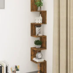 Étagères-vidaXL Étagère d'angle murale Chêne fumé 20x20x127,5cm Bois ingénierie Ch&ecirc;ne fumé