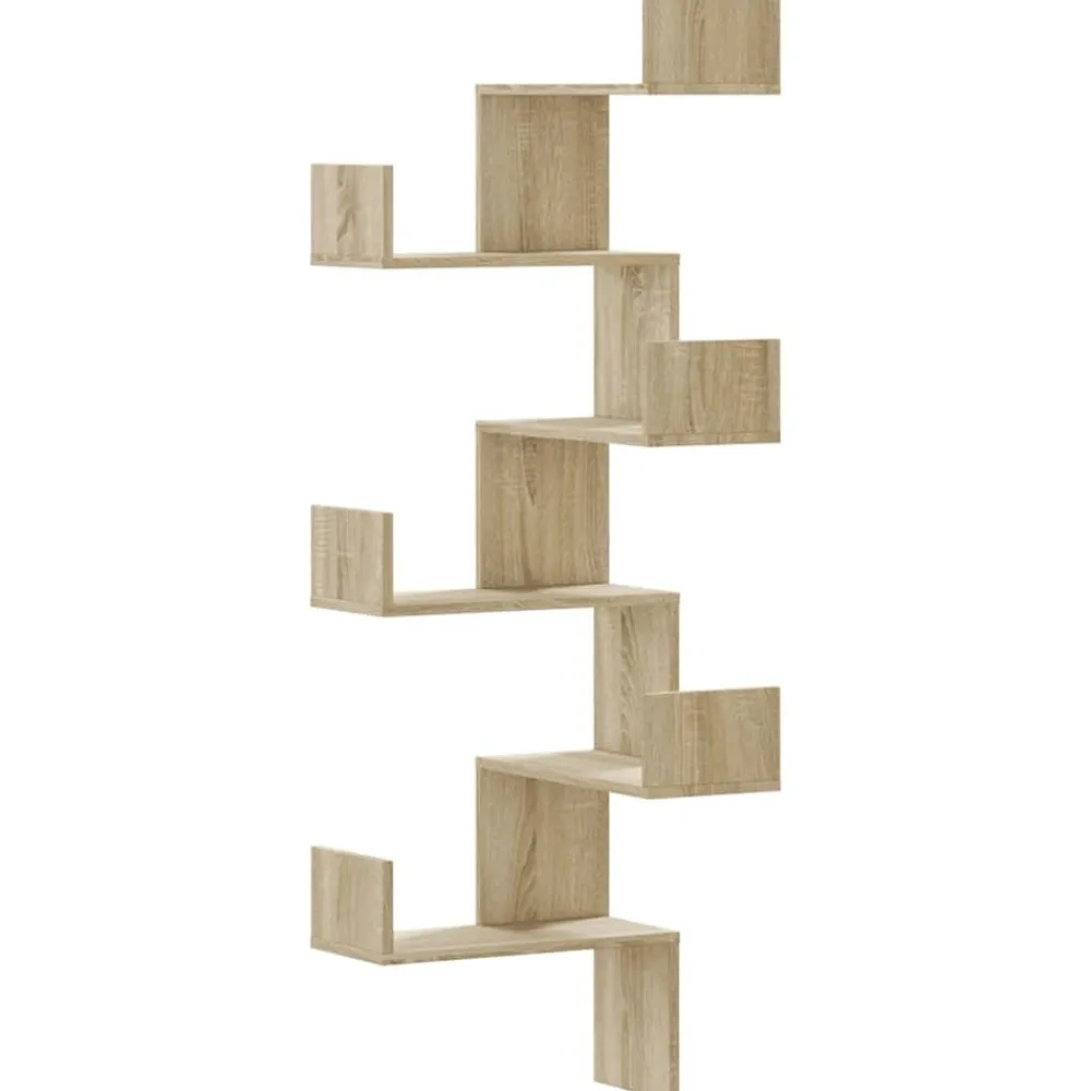 Étagères-vidaXL Étagère d'angle murale chêne sonoma 45x45x147cm bois ingénierie Ch&ecirc;ne sonoma
