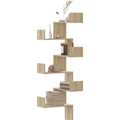 Étagères-vidaXL Étagère d'angle murale chêne sonoma 45x45x147cm bois ingénierie Ch&ecirc;ne sonoma