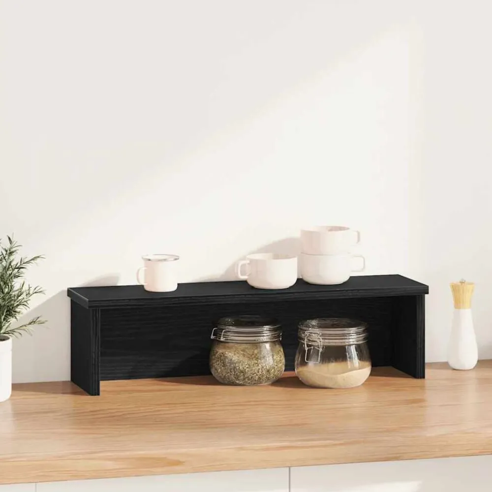 Arts De La Table & Arts Culinaires-vidaXL Étagère de cuisine empilable 50x15x16 cm bois d'ingénierie Noir