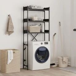 Accessoires Pour Appareils Électroménagers-vidaXL Étagère de lave-linge 67x25x163 cm bois d'ingénierie Noir