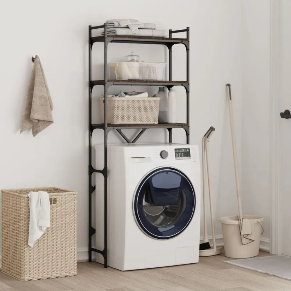 vidaXL Étagère de lave-linge chêne marron 67x25x163 cm bois ingénierie