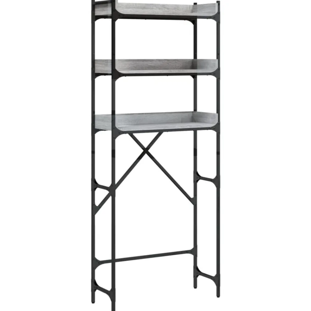 Accessoires Pour Appareils Électroménagers-vidaXL Étagère de lave-linge 67x25x163 cm bois ingénierie Sonoma gris