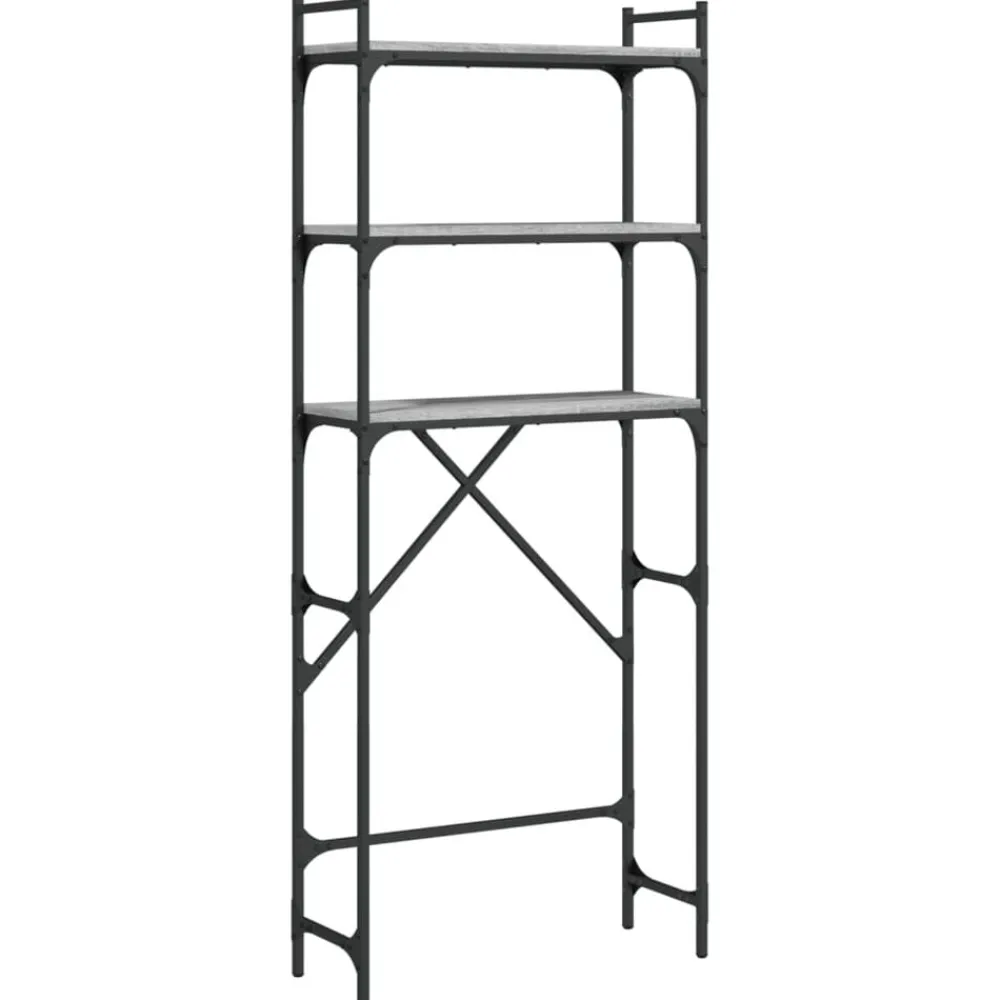 Accessoires Pour Appareils Électroménagers-vidaXL Étagère de lave-linge 67x25x163 cm bois ingénierie Sonoma gris