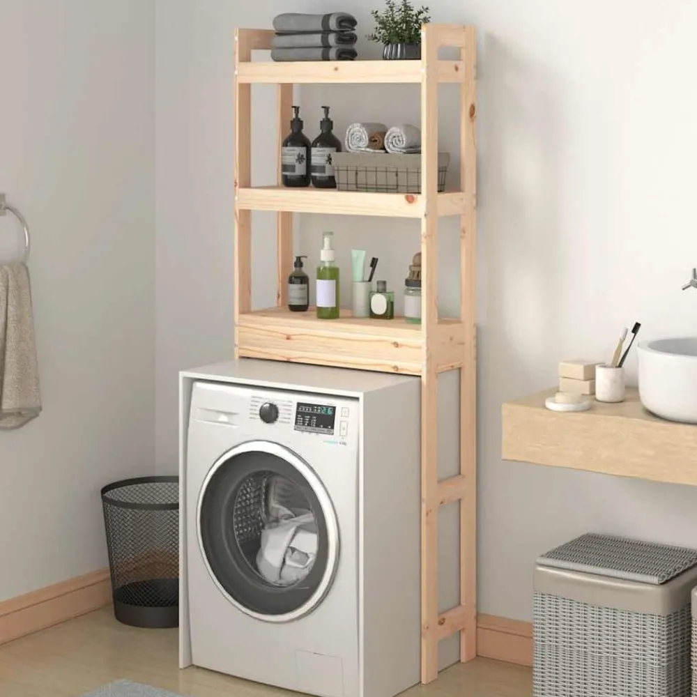 Accessoires De Salle De Bain-vidaXL Étagère de toilette 63x26x171 cm Bois de pin massif Naturel