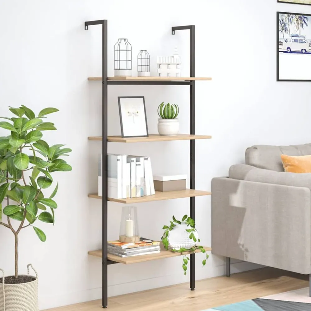 vidaXL Étagère inclinée à 4 niveaux et noir 64x35x152,5cm