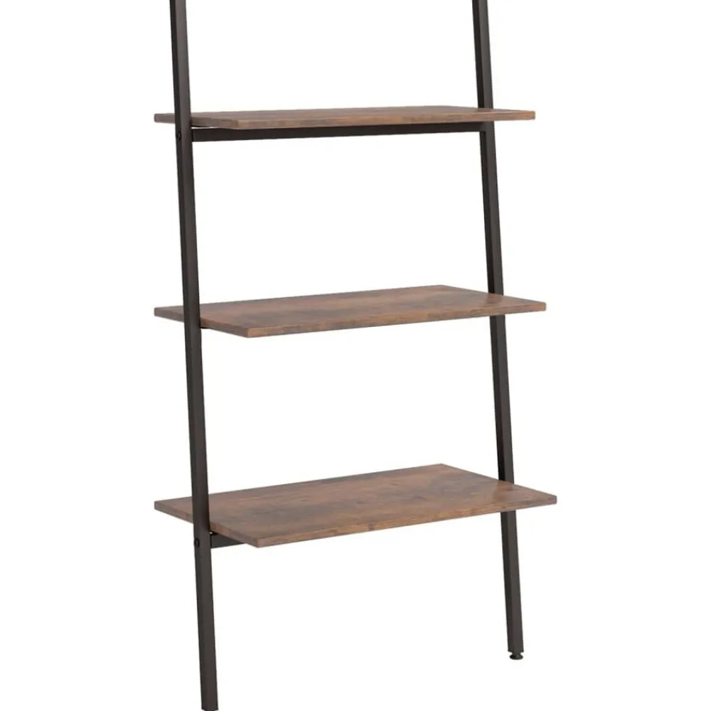 Étagères-vidaXL Étagère inclinée à 3 niveaux et noir 64x34x116 cm Marron foncé