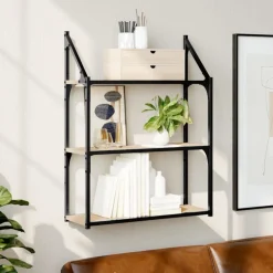 vidaXL Étagère murale 3 niveaux chêne sonoma 60x21x78,5 cm