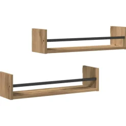 Étagères-vidaXL Étagère Murale 2 pcs Chêne artisanal 60 x 16 x 14 cm ch&ecirc;ne artisanal