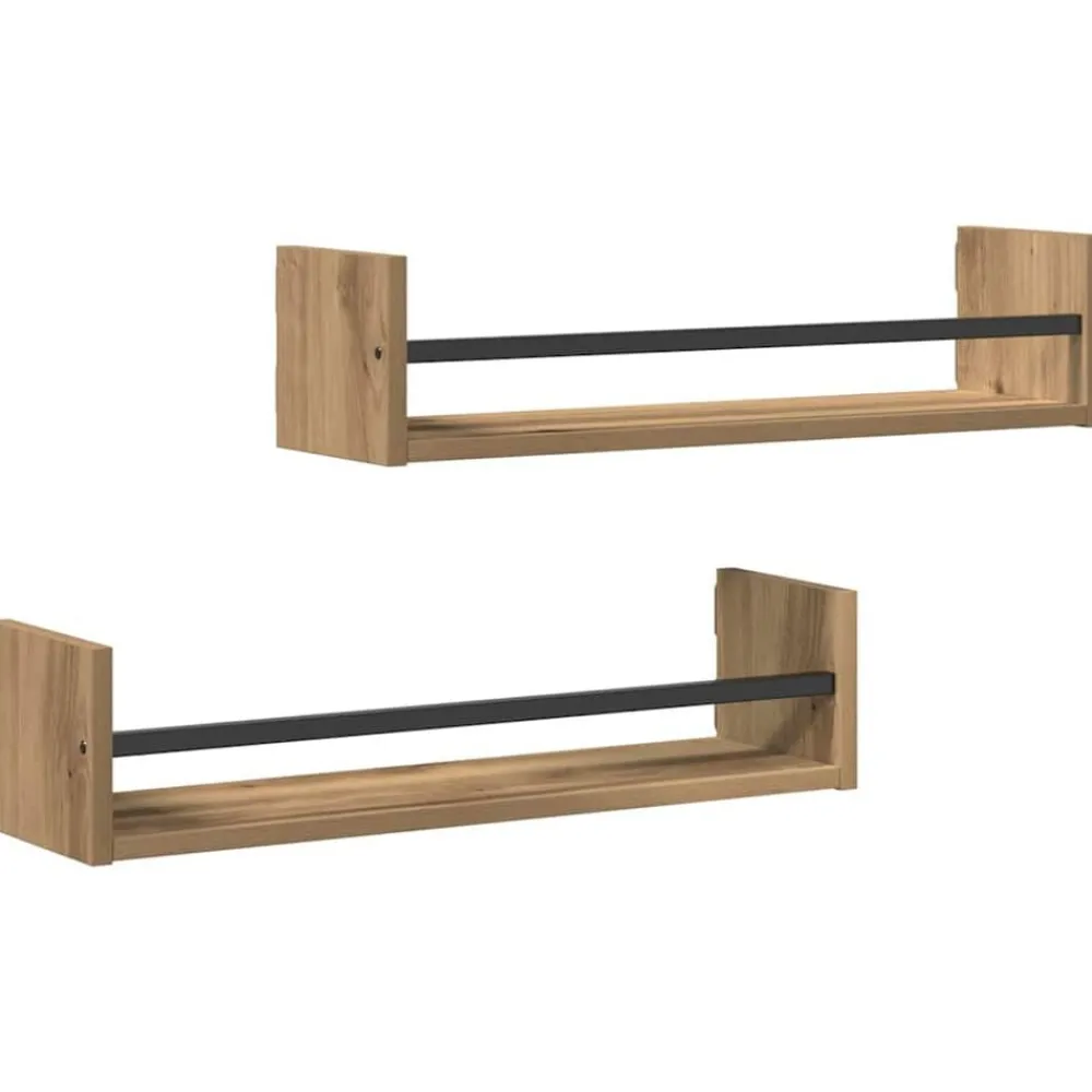 Étagères-vidaXL Étagère Murale 2 pcs Chêne artisanal 60 x 16 x 14 cm ch&ecirc;ne artisanal