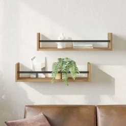 Étagères-vidaXL Étagère Murale 2 pcs Chêne artisanal 60 x 16 x 14 cm ch&ecirc;ne artisanal