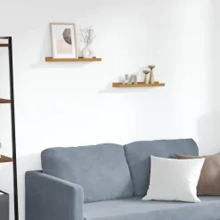 Étagères-vidaXL Étagère Murale 2 pcs 40 x 9 x 3 cm Bois d'ingénierie Beige