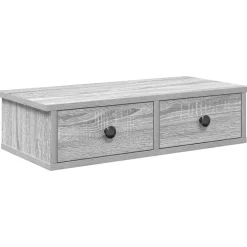 Étagères-vidaXL Étagère murale avec tiroirs bois d'ingénierie Sonoma gris