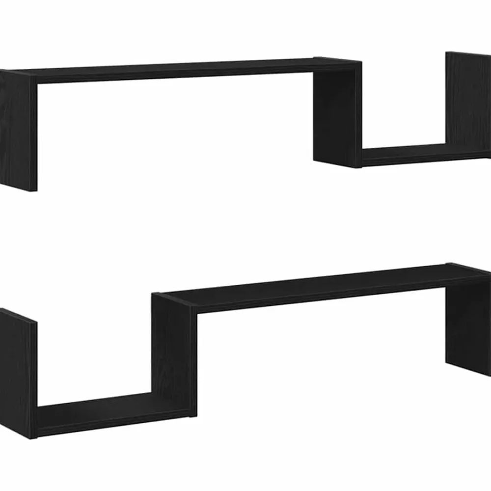 Étagères-vidaXL Étagère Murale avec étagère 2 pcs Chêne noir 100 x 15 x 20 cm Ch&ecirc;ne noir