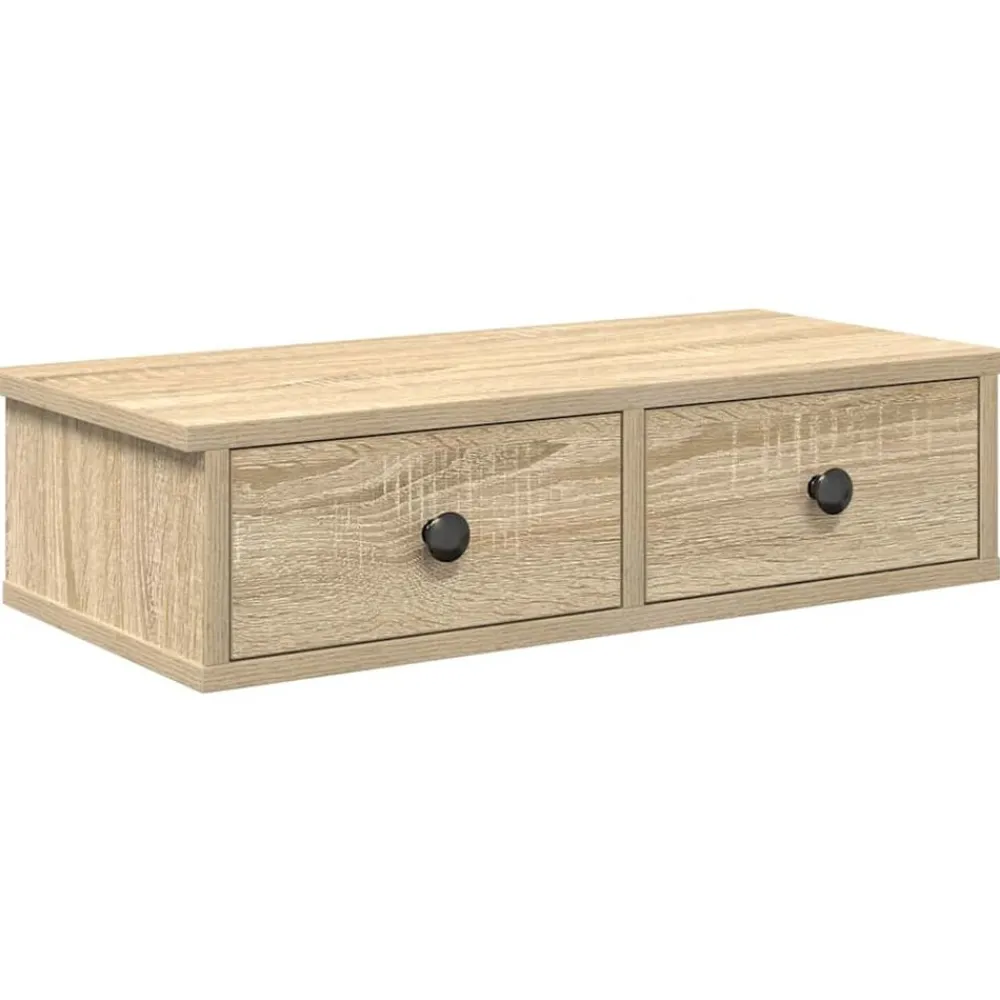 Étagères-vidaXL Étagère murale avec tiroirs chêne sonoma bois d'ingénierie Ch&ecirc;ne sonoma