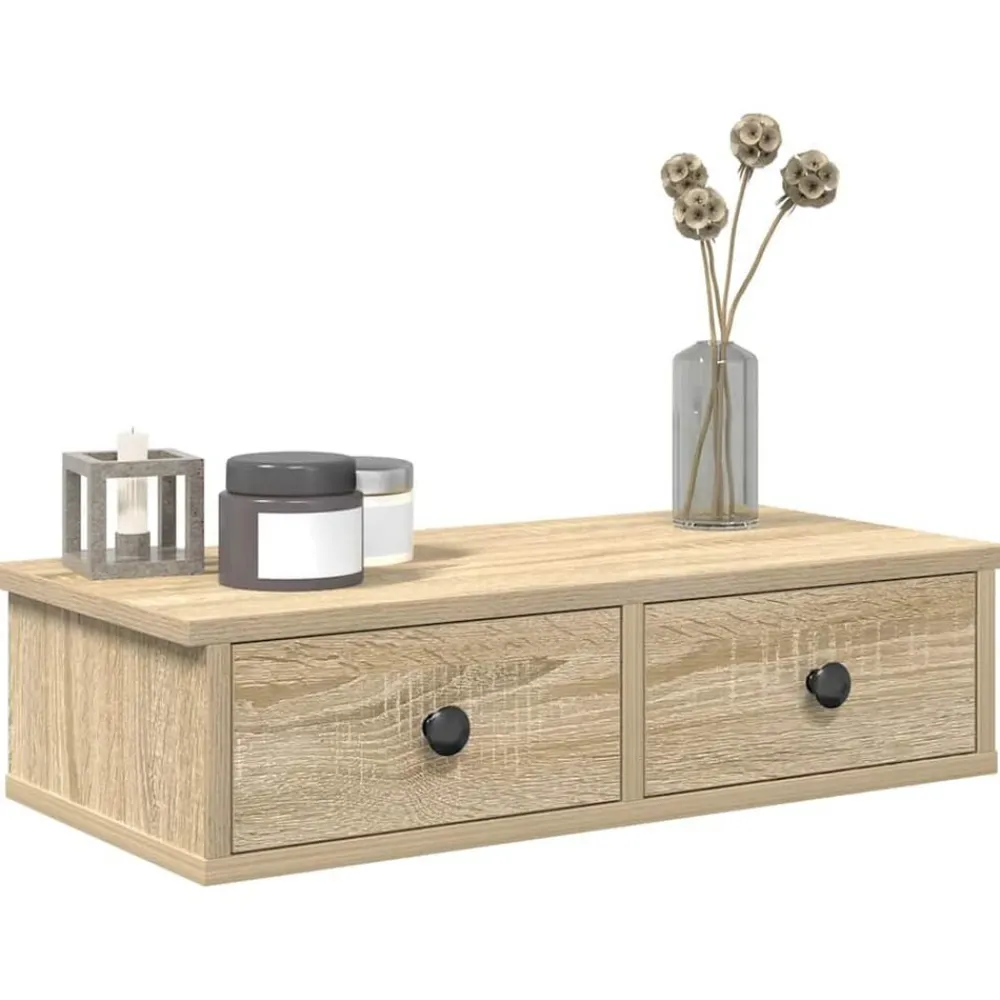 Étagères-vidaXL Étagère murale avec tiroirs chêne sonoma bois d'ingénierie Ch&ecirc;ne sonoma