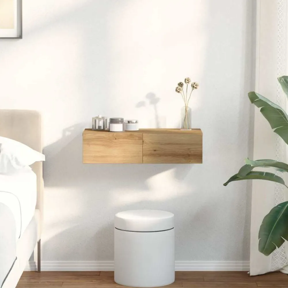 vidaXL Étagère murale avec tiroirs chêne artisanal bois d'ingénierie