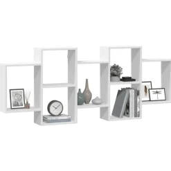 Étagères-vidaXL Étagère murale 159x18x65 cm bois d'ingénierie Blanc