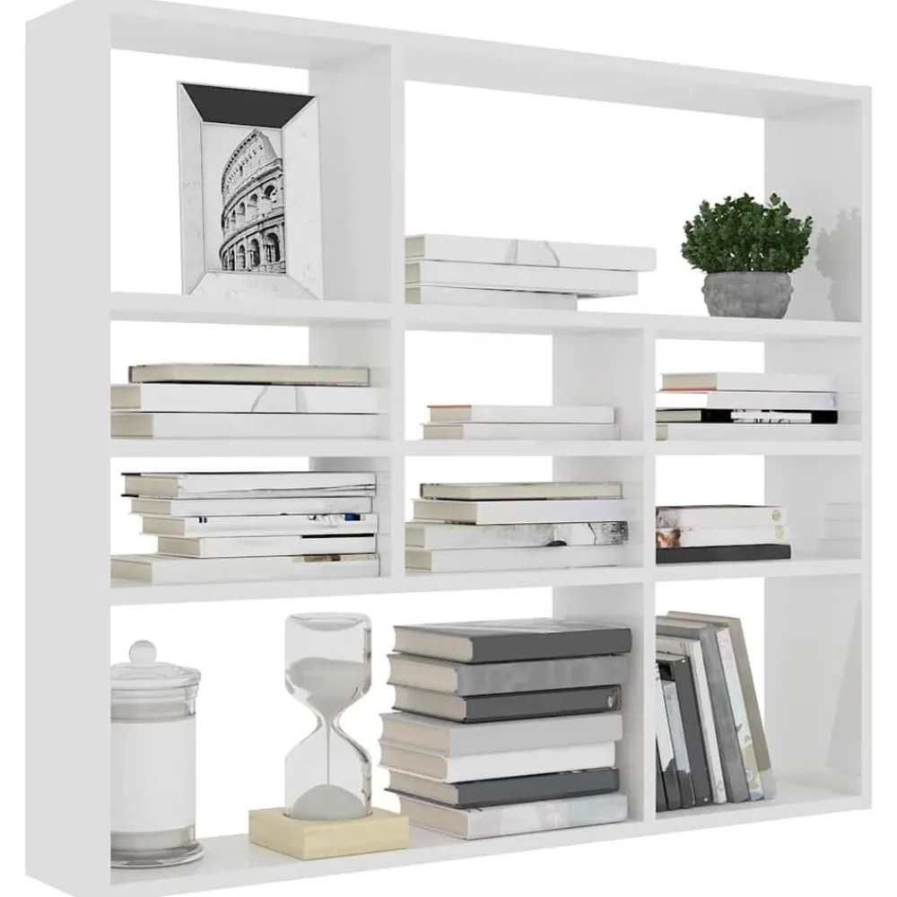 Étagères-vidaXL Étagère murale 90x16x78 cm Bois d’ingénierie Blanc