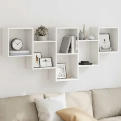 Étagères-vidaXL Étagère murale 159x18x66 cm bois d'ingénierie Blanc