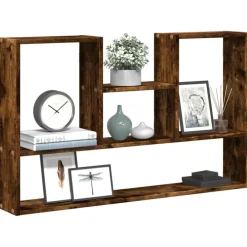 Étagères-vidaXL Étagère murale chêne fumé 99x15x60 cm bois d'ingénierie Ch&ecirc;ne fumé