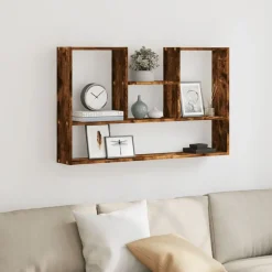 Étagères-vidaXL Étagère murale chêne fumé 99x15x60 cm bois d'ingénierie Ch&ecirc;ne fumé