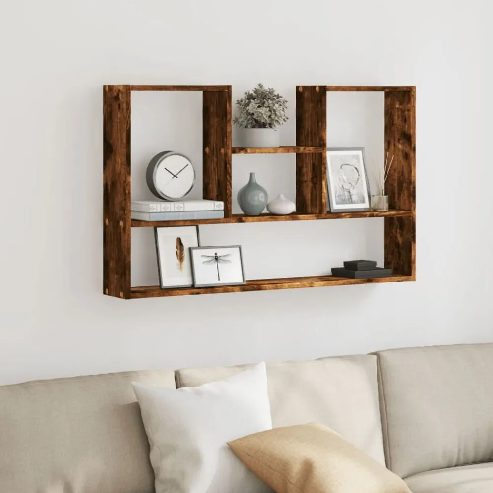 Étagères-vidaXL Étagère murale chêne fumé 99x15x60 cm bois d'ingénierie Ch&ecirc;ne fumé