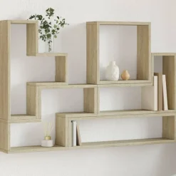 Étagères-vidaXL Étagère murale chêne sonoma 96x12x64 cm bois d’ingénierie Ch&ecirc;ne sonoma