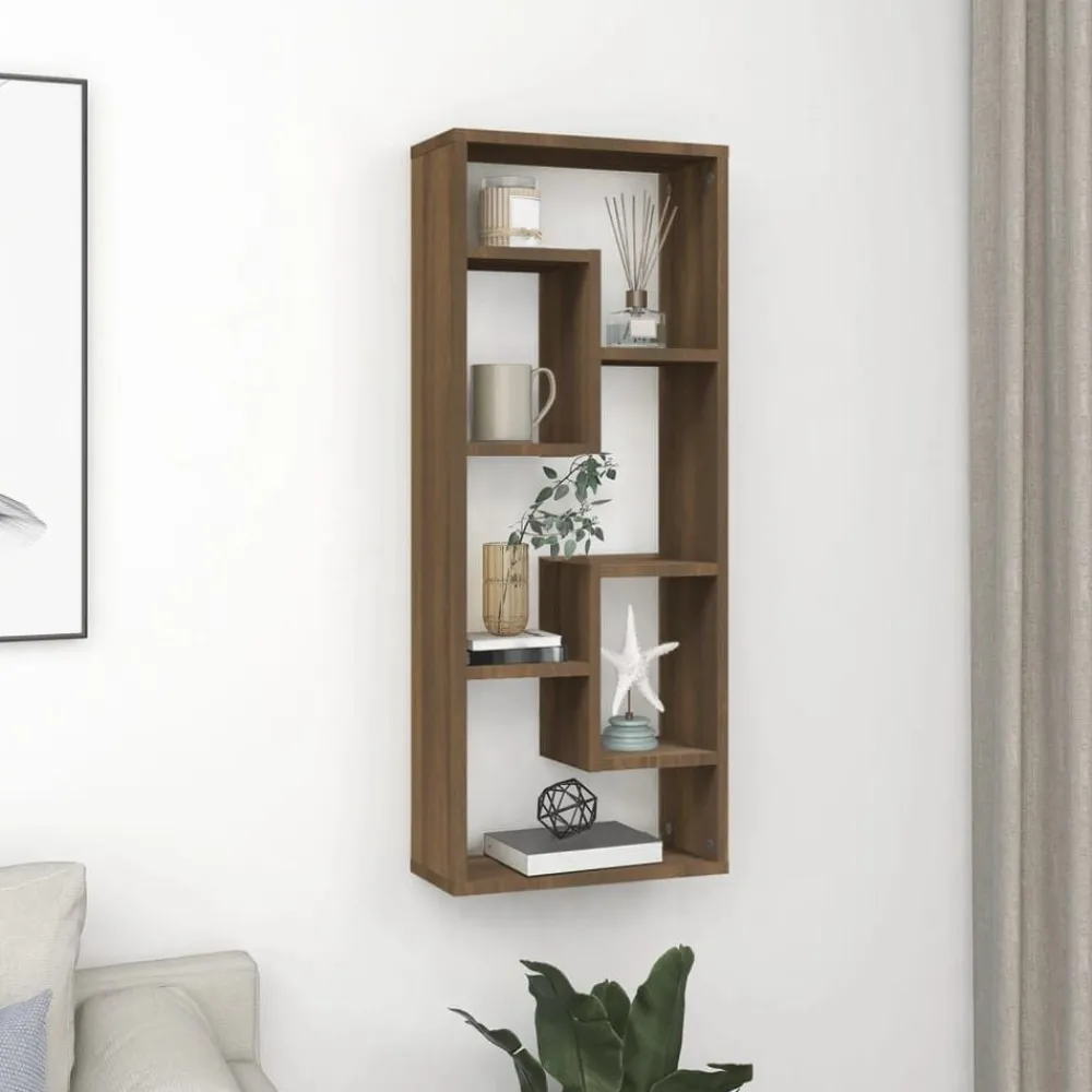 vidaXL Étagère murale Chêne marron 36x16x90 cm Bois d'ingénierie