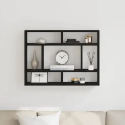 Étagères-vidaXL Étagère murale Chêne noir 75x16x55 cm Bois d'ingénierie Ch&ecirc;ne noir
