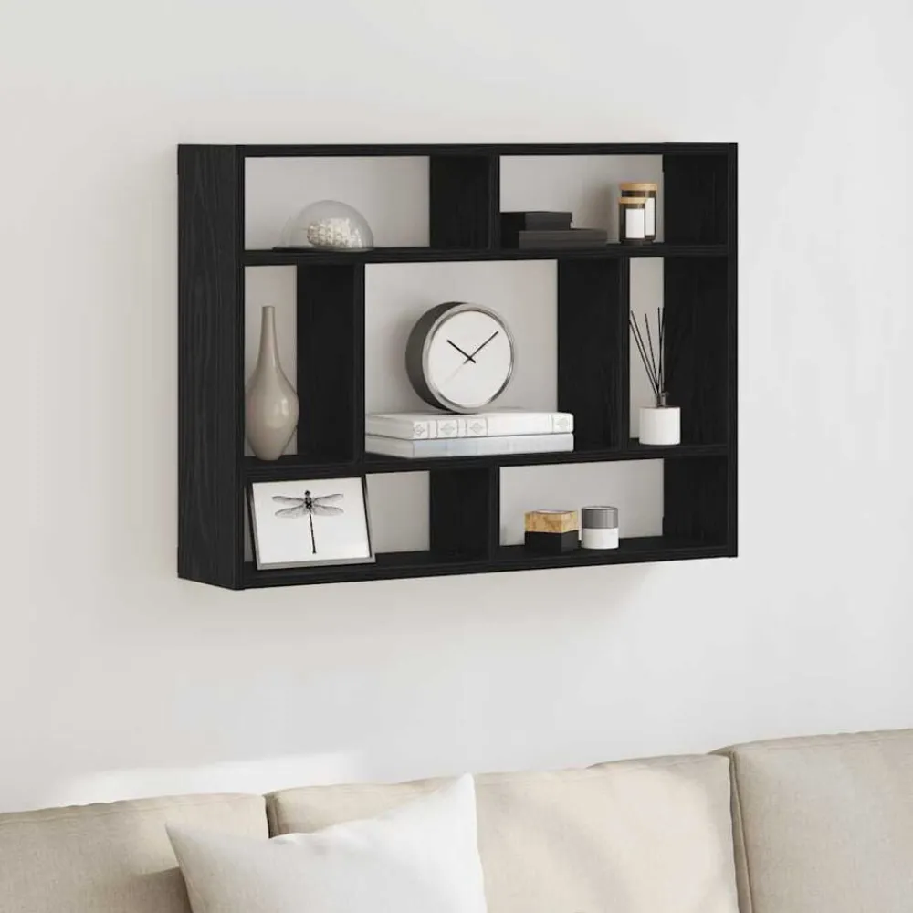 Étagères-vidaXL Étagère murale Chêne noir 75x16x55 cm Bois d'ingénierie Chêne noir