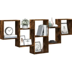Étagères-vidaXL Étagère murale chêne fumé 159x18x66 cm bois d'ingénierie Ch&ecirc;ne fumé