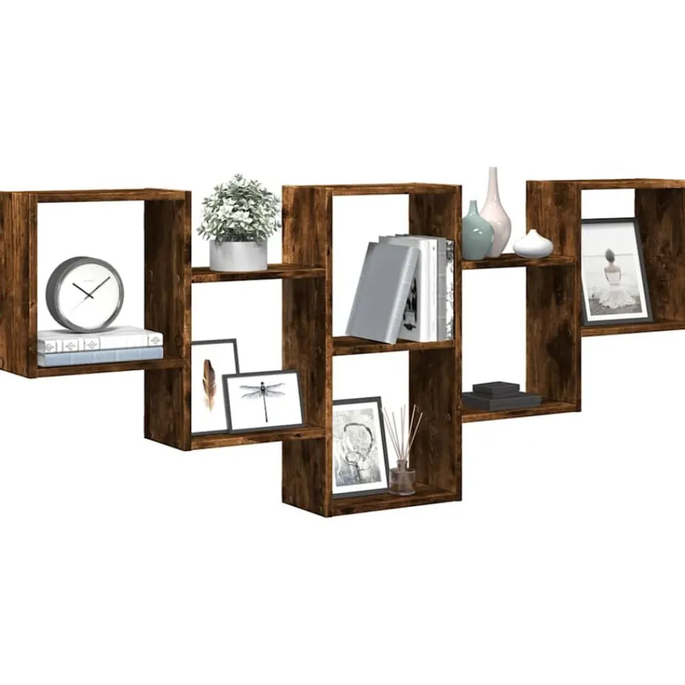Étagères-vidaXL Étagère murale chêne fumé 159x18x66 cm bois d'ingénierie Ch&ecirc;ne fumé